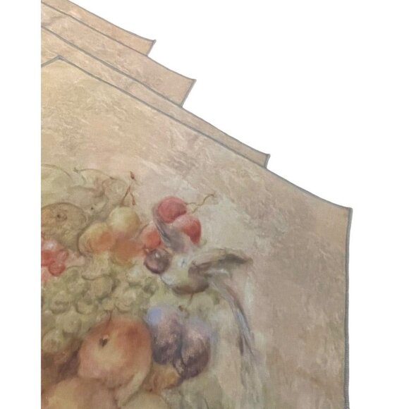 Set of 4 Vintage Cheri Blum Fruit Cloth Dinner Linens Napkins 18.5" Square - Picture 11 of 13